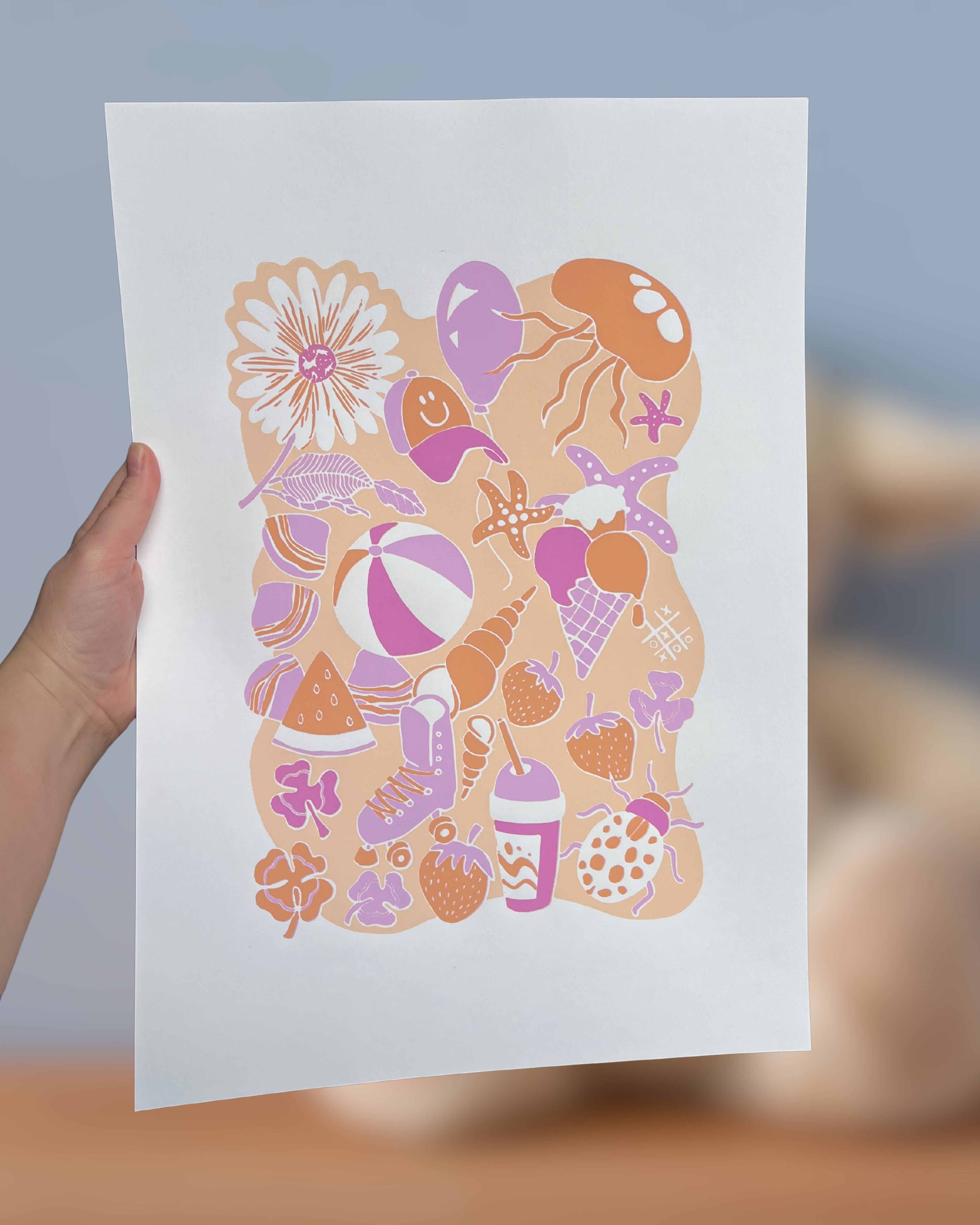 Sommerminder, fersken, A3