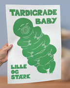 Tardigrade baby, originalt linoleumstryk, flere farver, A3