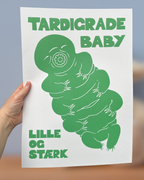 Tardigrade baby, originalt linoleumstryk, flere farver, A3
