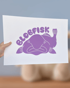 Blobfisk, originalt linoleumstryk, flere farver, A3