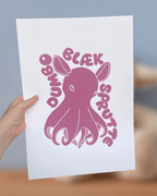 Dumbo-blæksprutte, originalt linoleumstryk, flere farver, A3