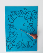 Dumbo-blæksprutte, originalt linoleumstryk, flere farver, A3
