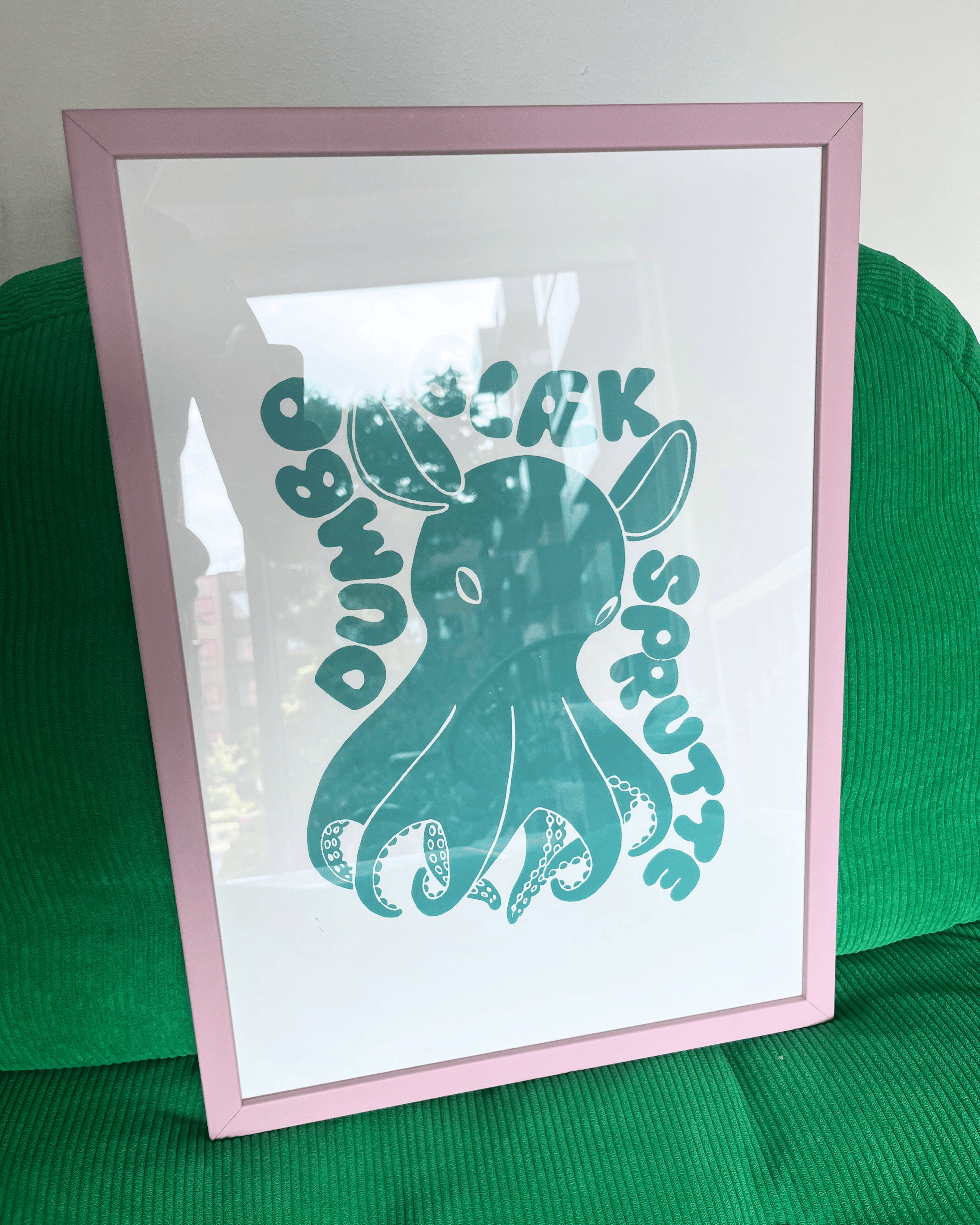 Dumbo-blæksprutte, originalt linoleumstryk, flere farver, A3