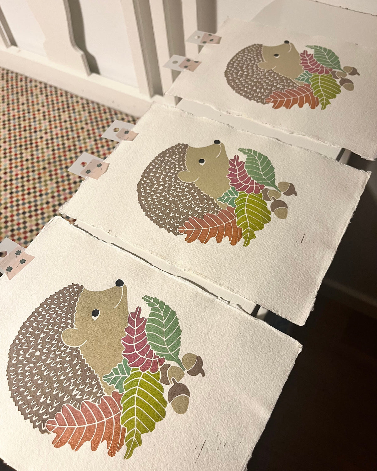 Pindsvin, originalt linoleumstryk, A5