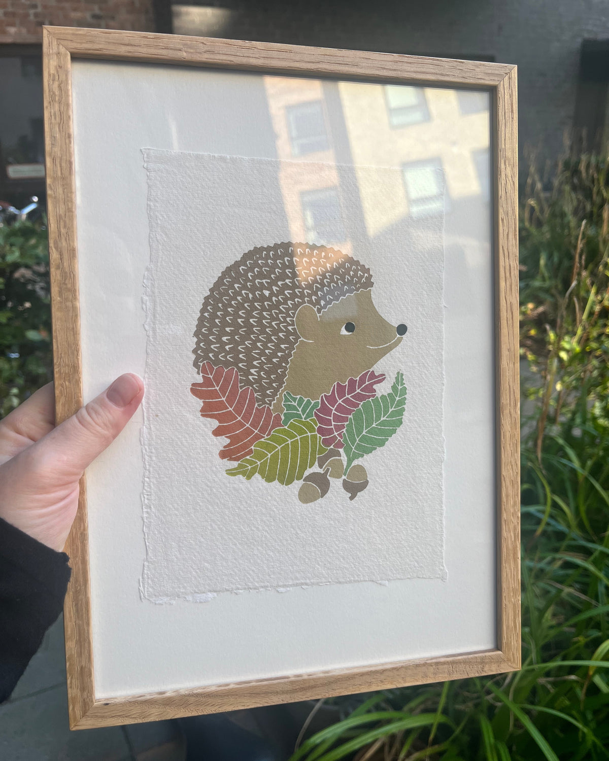 Pindsvin, originalt linoleumstryk, A5