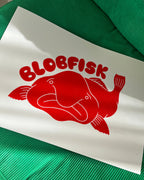 Blobfisk, originalt linoleumstryk, flere farver, A3