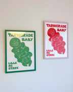 Tardigrade baby, originalt linoleumstryk, flere farver, A3